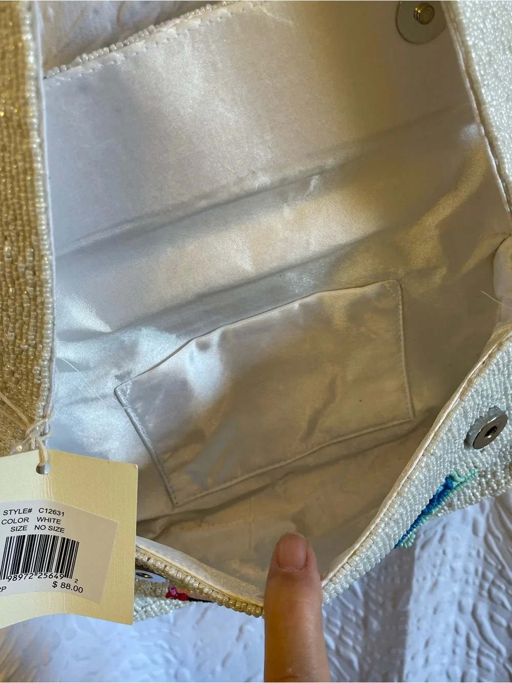Sol & Mer White Beaded Ice Cream Truck Shoulder Bag - NWT **